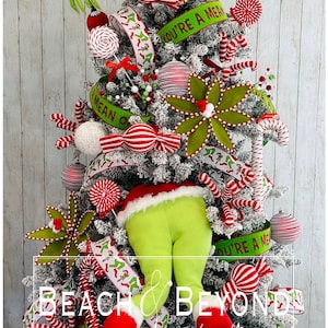 Tree Kit Green Monster Christmas, Mean One Tree, Candy Christmas Tree Kit, Peppermint Christmas Tree, Candy Christmas, ornaments Green red