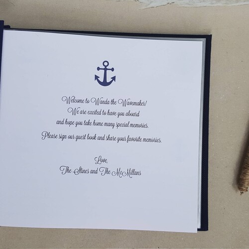 Nautical Guest Book Set shops -(Boat, House, Condo, Cottage, Etc) - Burlap Beach Nautical Coastal Guestbook - Anchor Navy Beach Rental Home Sign