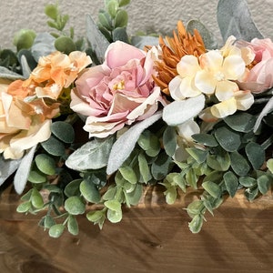 Spring Garland, Summer Garland, Mantel Garland, Spring Decoration, Spring Decor, Swag, flowers eucalyptus lambs ear muted pink orange flower