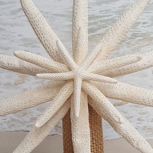 Starfish Tree Topper Rustic Coastal Nautical Beach Christmas Ornament Xmas Beach Tropical pick stem coast beachy tree top wood image 3