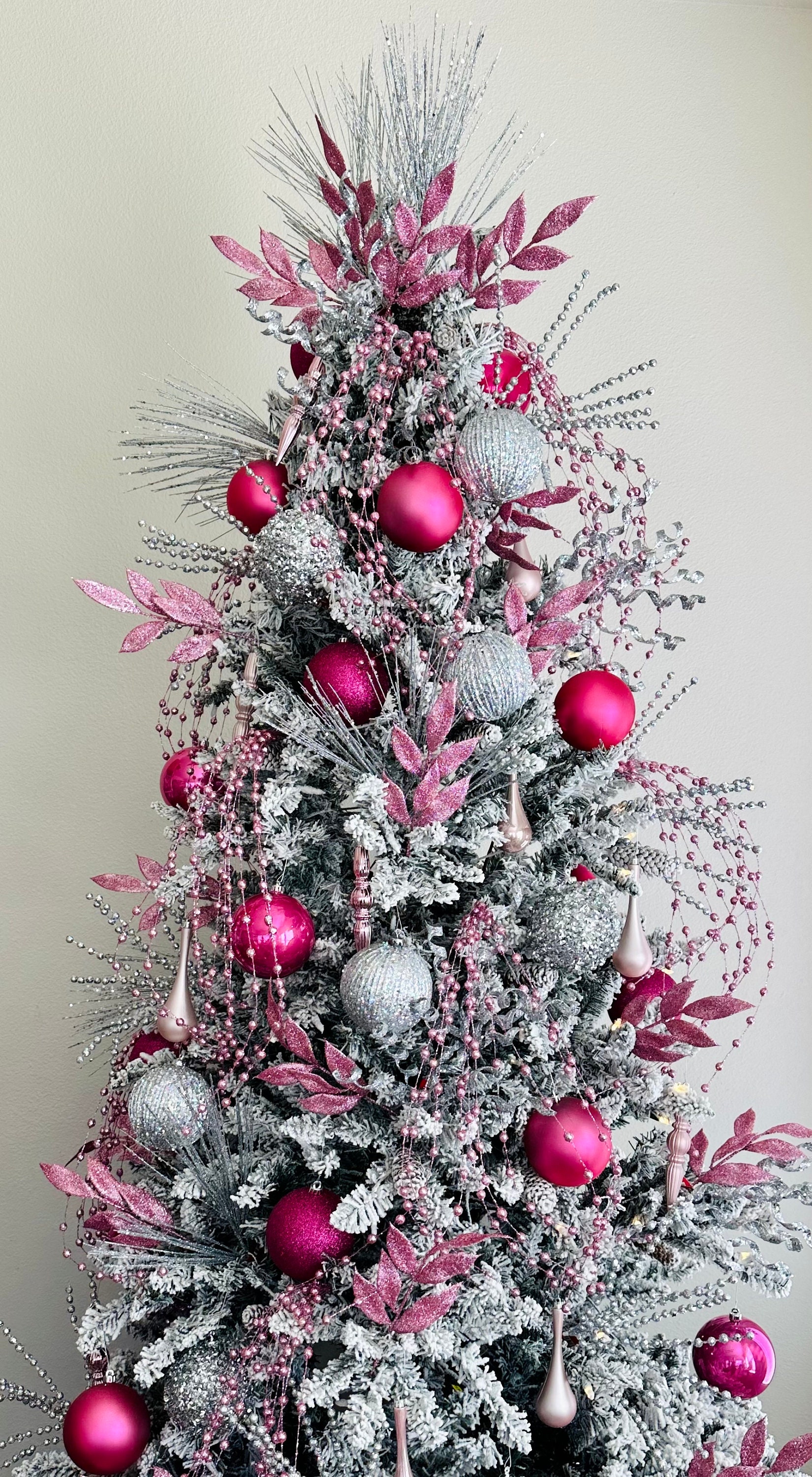 Pink & Silver Christmas Tree Kit, Pink Christmas Tree, Tree Decorations,  Princess Christmas, Pink Christmas, Kids Room Glitter Pink Glam Box 