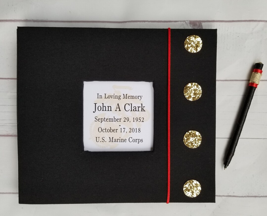 Military Funeral Guest Book / Memory Book Personalized W/ Name & Dates