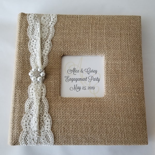 Lace & Pearl Photo Album - Holds 600 or 1000 4x6" Photos- Wedding Engagement Birthday Gift Present Burlap Rustic Picture Book