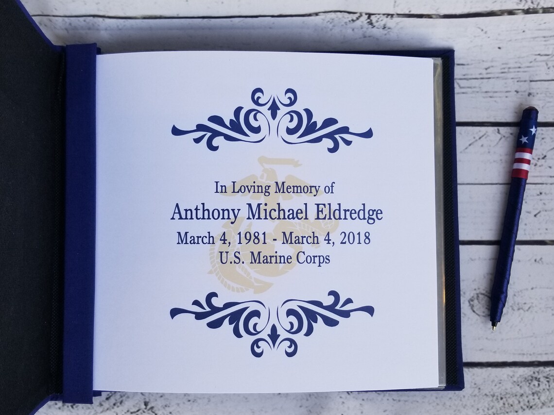 US Military Funeral Guest Book / Memory Book Personalized W/ Etsy