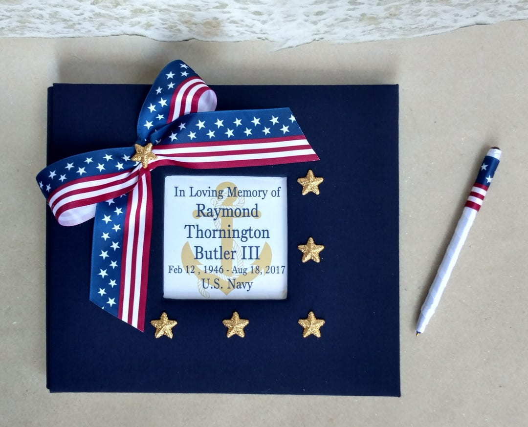 Military Funeral Guest Book / Memory Book Personalized W/ Branch of