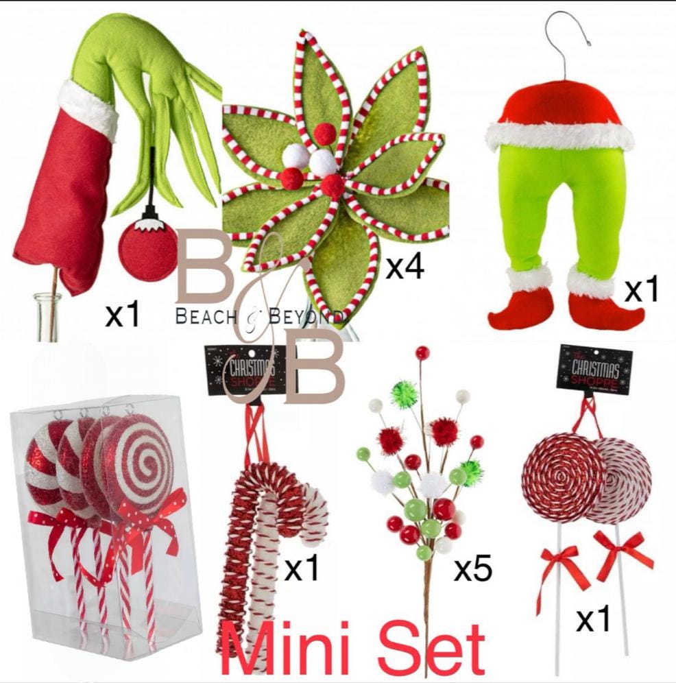 Green Monster Tree Kit, Mean One Christmas Tree, Candy Christmas Tree Kit, Peppermint Christmas Tree, Candy Christmas, ornaments Green