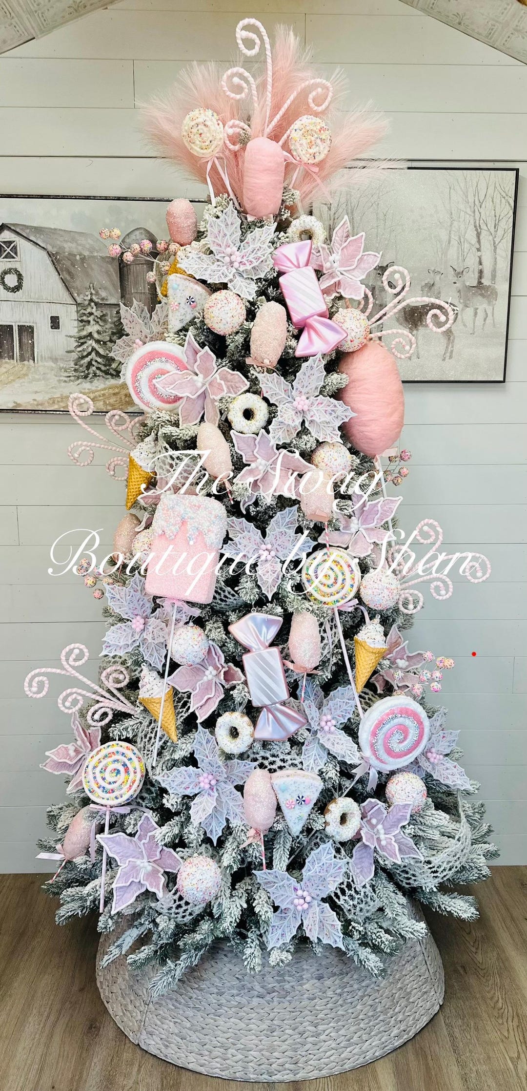 Tree Kit Pink Candy Christmas, Cotton Candy Christmas Tree, Tree