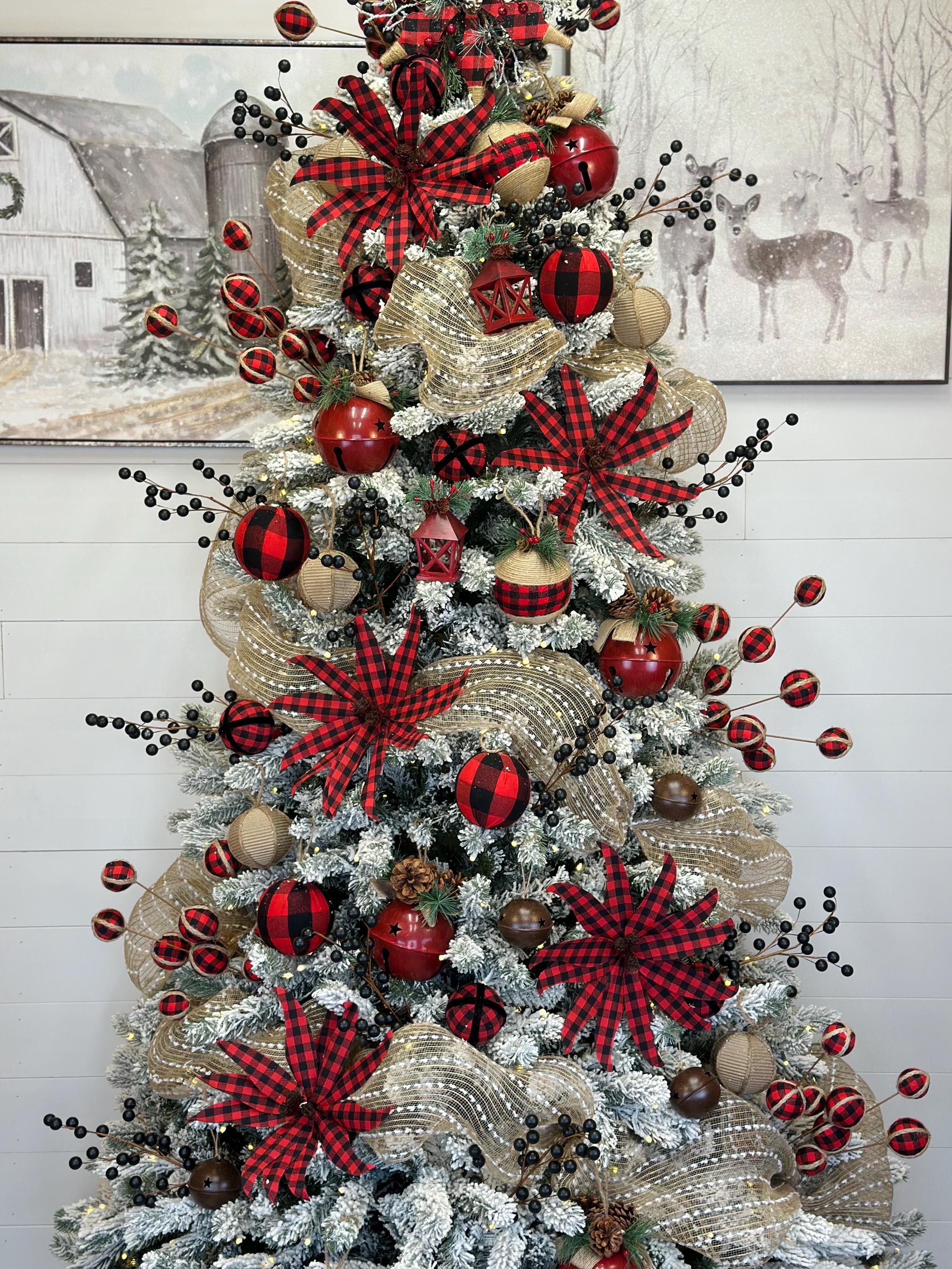 Red Black Buffalo Christmas Tree Kit Black and Red Tree Farmhouse Plaid Rustic Xmas Country Christmas Decorations Ornaments Decor Bells Etsy