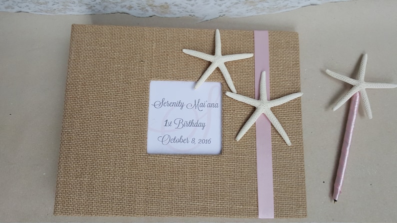 Wedding, Shower, Birthday, Anniversary, Etc Starfish Beach Guest Book Burlap Beach Nautical Coastal Guestbook Sign Party Book Album