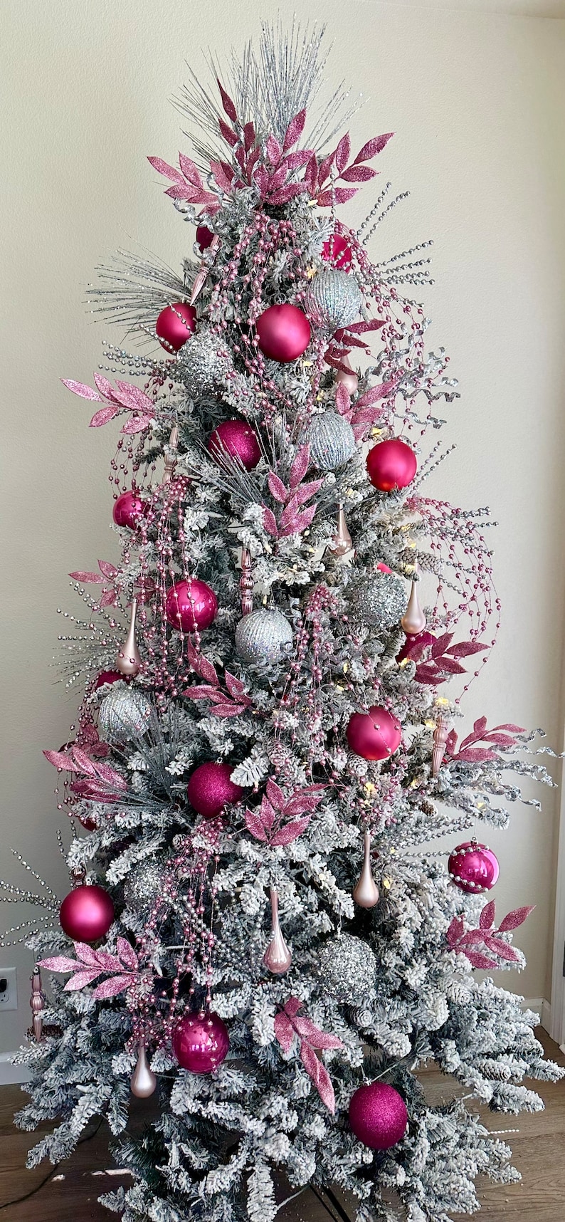 Tree Kit Pink & Silver Christmas, Pink Christmas Tree, Tree Decorations ...
