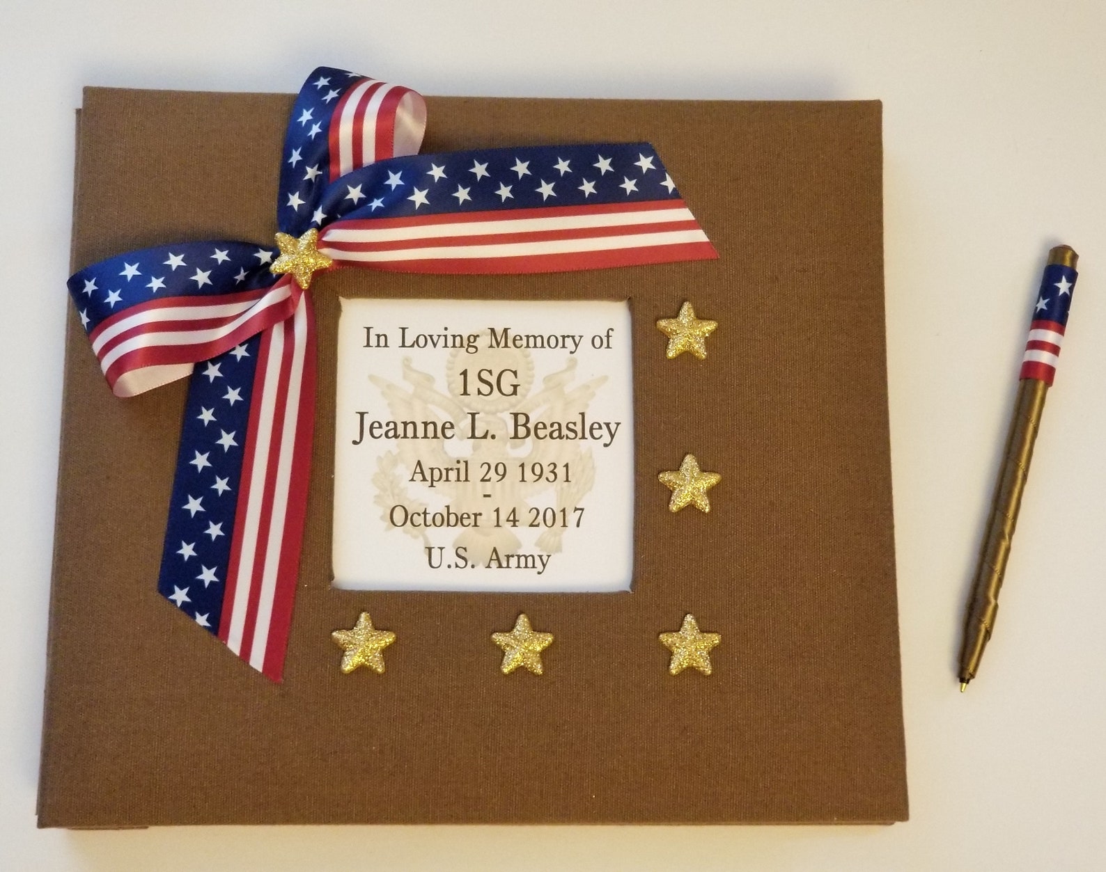 US Military Funeral Guest Book / Memory Book Personalized W/ Etsy