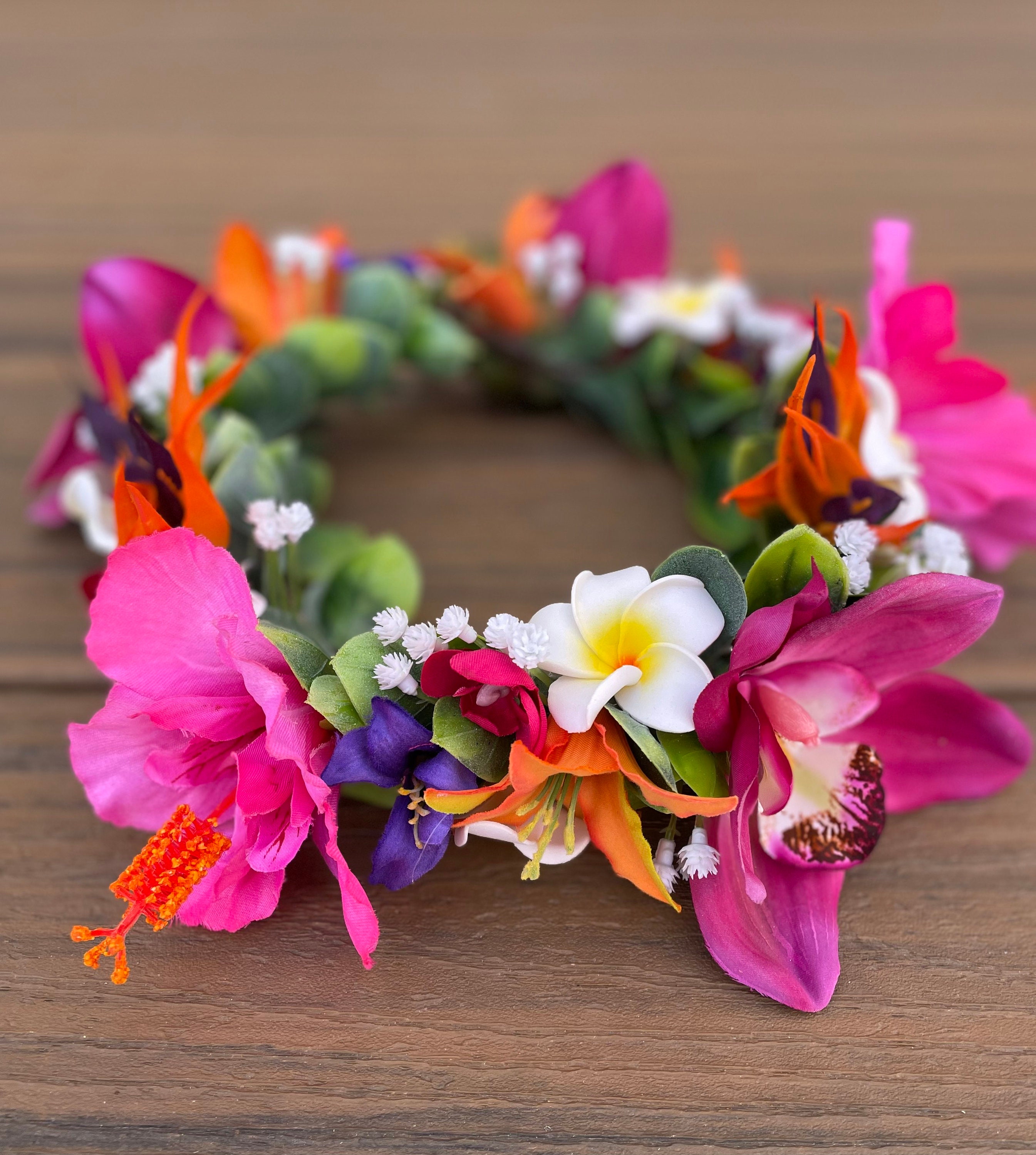 Tropical Forever Haku - Adjustable Tahitian Flower Crown With