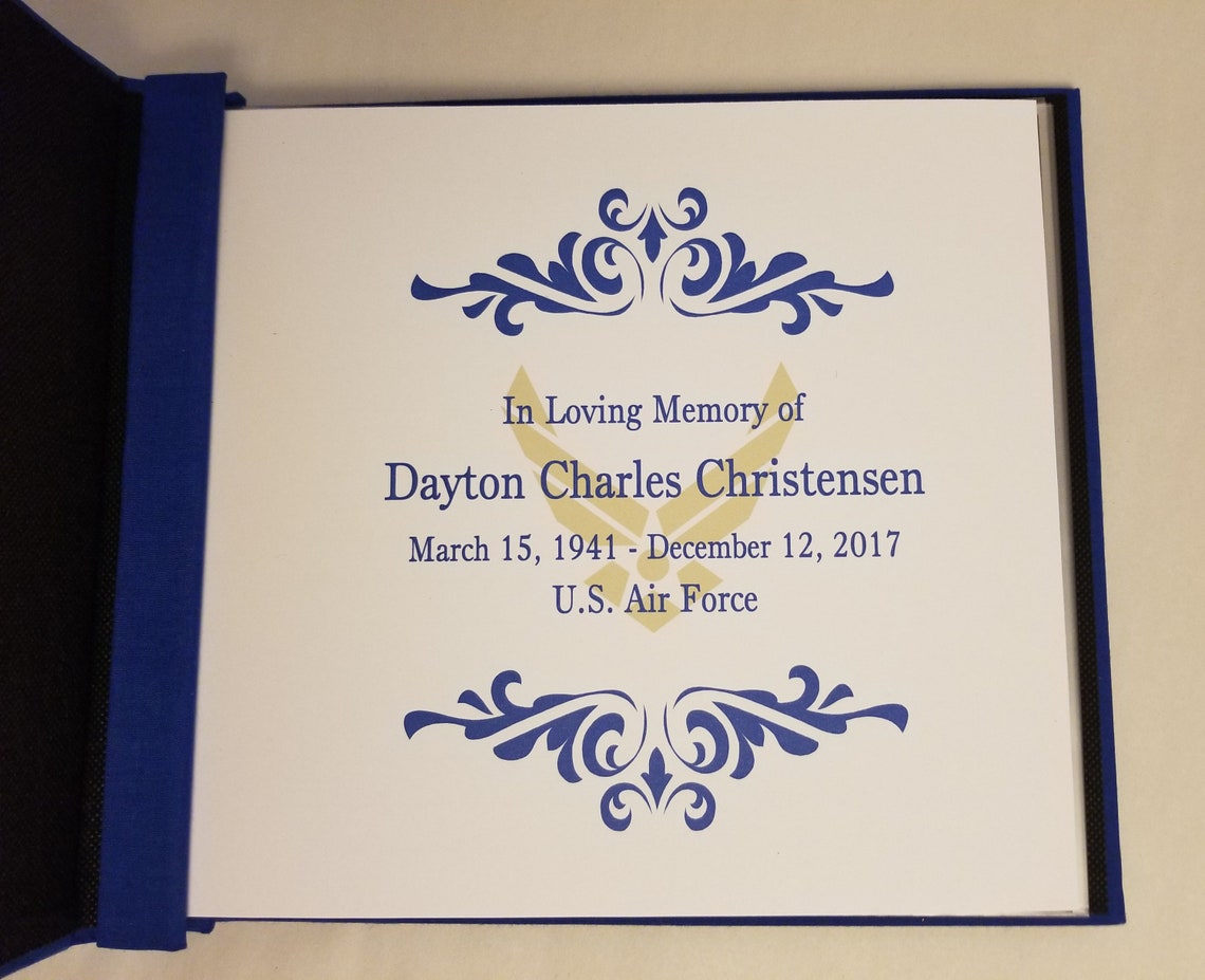US Military Funeral Guest Book / Memory Book Personalized w/ Etsy