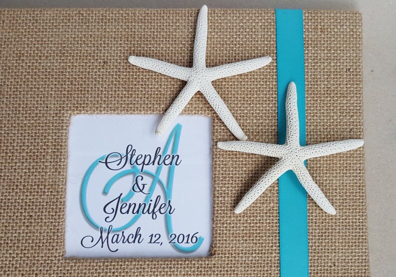 Starfish Beach Guest Book Turquoise Teal Blue Wedding | Etsy