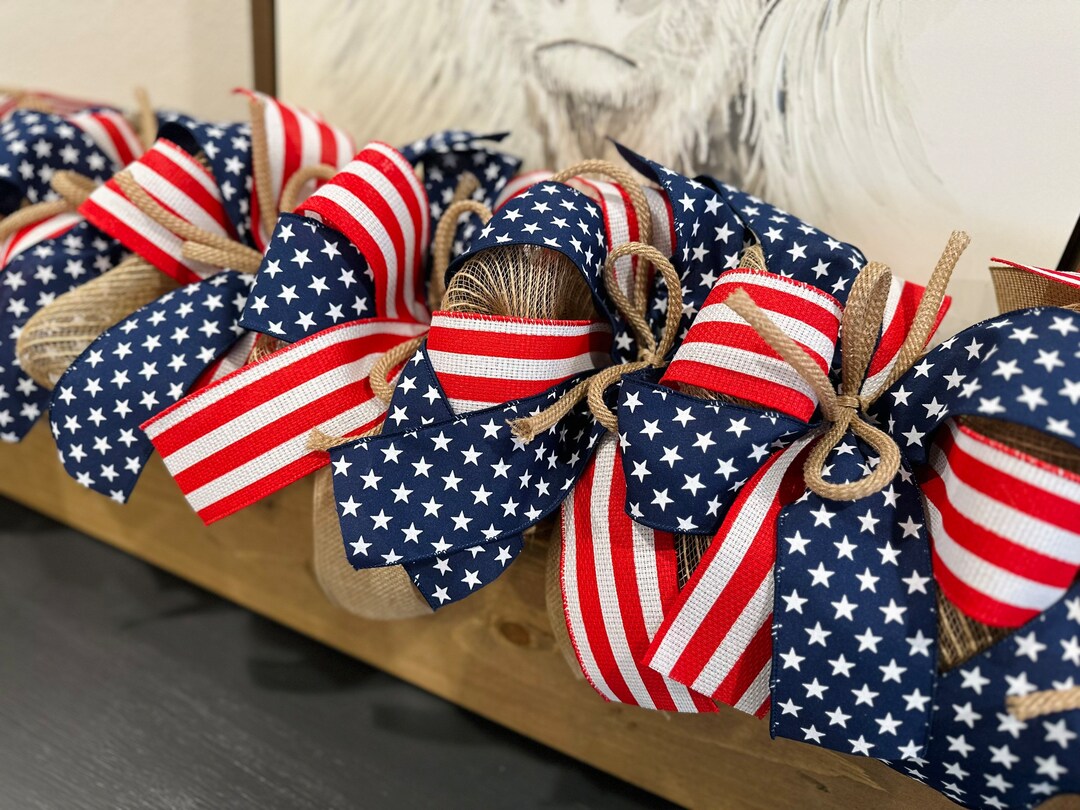 Americana Garland, American Flag Garland, Lighted Garland, 4th July