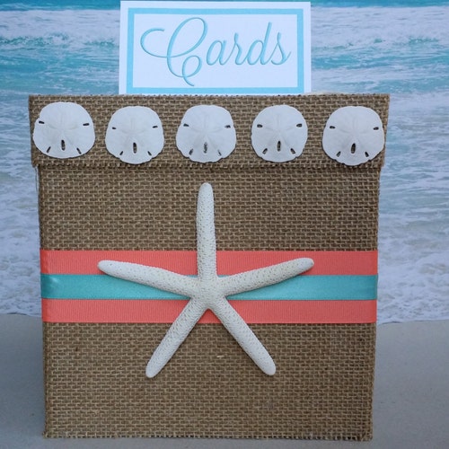 envelope boxes for weddings star fish Starfish Jewelry Box PLEASE NOTE Turquoise Starfish Burlap Beach Wedding