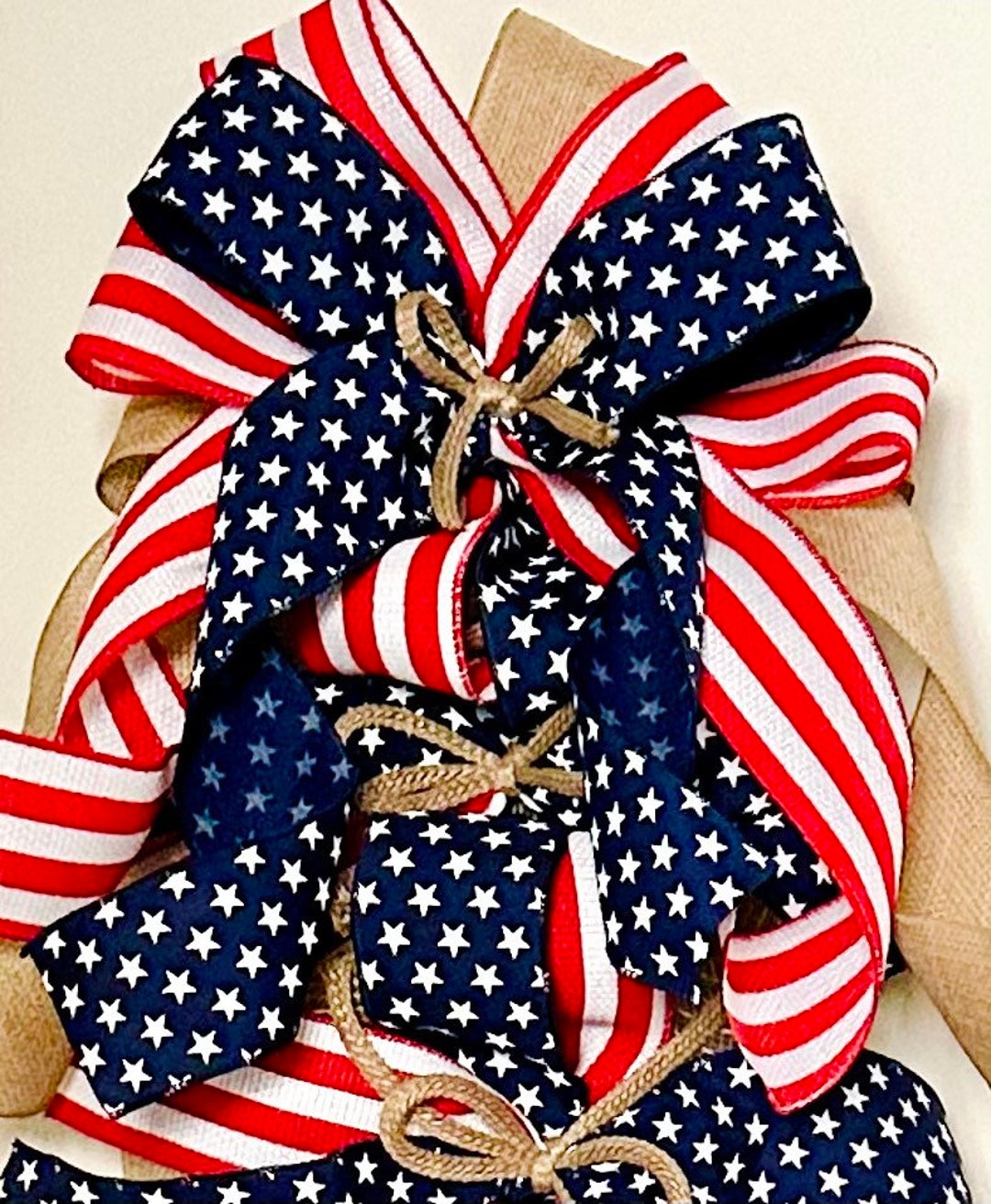 American Flag Swag With Bow American Garland Lighted Etsy