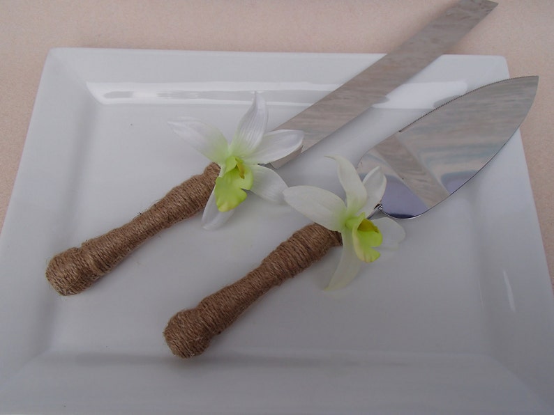 Lily Cake Knife & Server Set Burlap Twine With White and Etsy