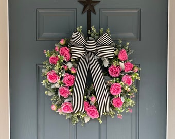 Peony Wreath, Every Day Wreath, Double Door Wreaths, Swag, peony flowers eucalyptus lambs ear, front door wreath, Pink Peonies spring summer