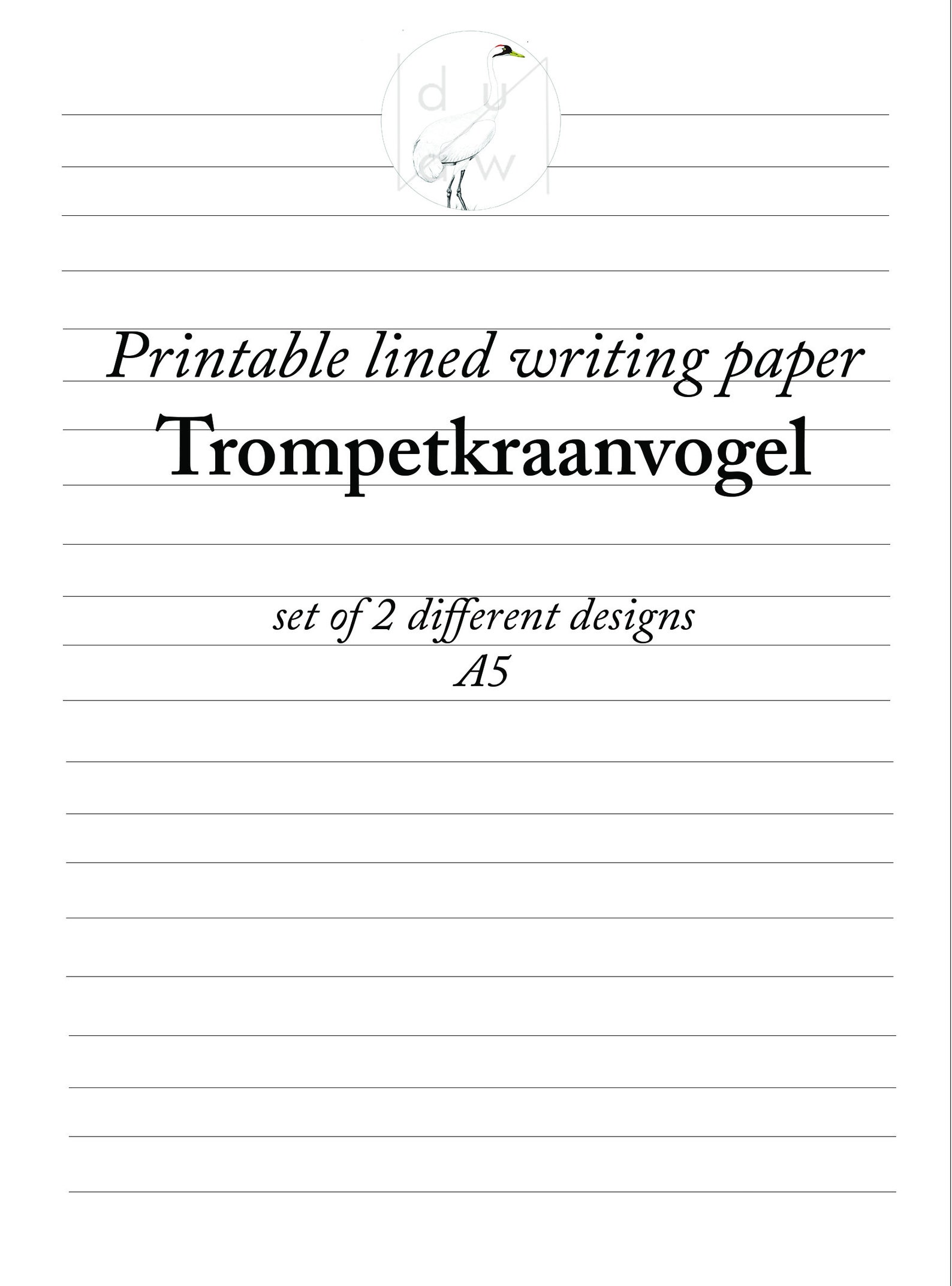 Printable Letter Writing Paper 2 Designs // Trompetkraanvogel Etsy