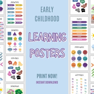 Carteles de aprendizaje del desarrollo, aprendizaje de la primera infancia, carteles para niños pequeños, carteles preescolares, archivos PDF imprimibles