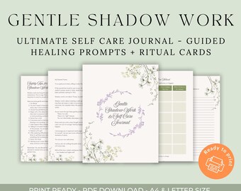 Gentle Shadow Work Journal PDF, Inner Child Healing Reflection Prompts, Anxiety, Triggers & Emotional Healing Workbook, Printable Journal