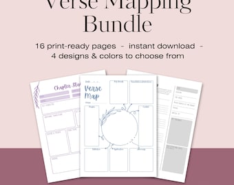 Verse Mapping Journal: Minimalist Bible Study, 4 Designs (PDF Download