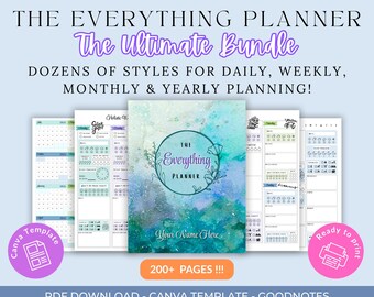 Customizable Life Planner: 111-Page Printable PDF, Budget, Wellness, Meal Organizer