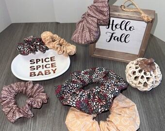 Autumn Scrunchies 3 Pack, Purple, Fall Scrunchies, Autumn Hair Accessories, Fall Hair Accessories, Autumn Wedding Bachelorette Scrunchies