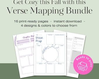 Autumn Verse Mapping Bundle | Cozy Bible Study Printable | Faith Journaling Worksheets | PDF Instant Download