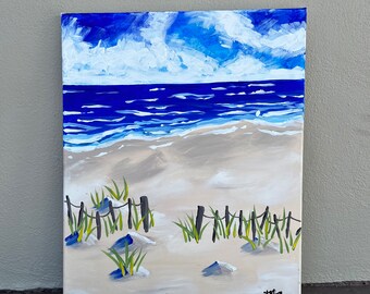 Acrylic Ocean Waves Painting: Coastal Beach House Wall Art (16x20 Canvas)