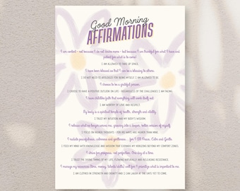 Daily Affirmations Printable Sheet: Morning Intentions (Canva Template)