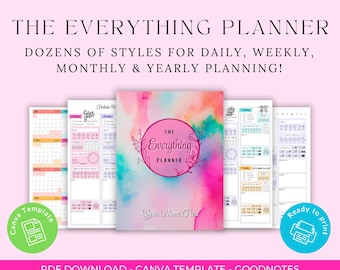 Customizable Planner Insert Bundle: Daily, Weekly, Monthly Layouts (Canva & PDF Digital Download A4/A5/A7 Sizes)