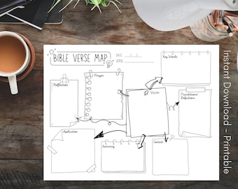 Creative Bible Verse Mapping Worksheet: Scripture Study, Faith Journal (Digital Download PDF)