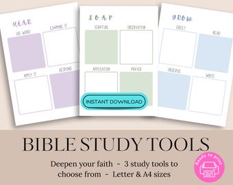 Bible Study Template Bundle: SOAP Method, Spiritual Journal (PDF Download)