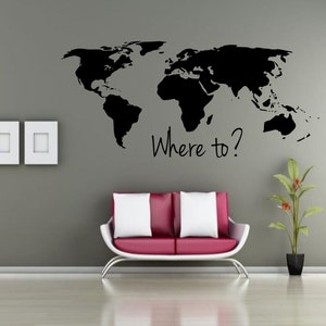 Weltkarte Aufkleber -Wohin?- Weltkarte Wandsticker, Weltkarte Wandsticker, Weltkarte Wandsticker, Weltkarten Wandtattoo