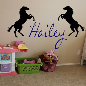 Custom Two Horse with Name Wall Decal Boy or Girl - Horse Decal - Horse Riding Decal - Horse Gift - Horse for Wall - Horse Sticker