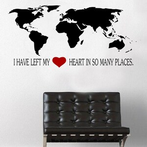 Weltkarte mit Spruch Wandtattoo - Weltkarte Wandsticker - Große Weltkarte - Wandtattoo fürs Klassenzimmer