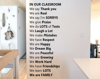 Classroom Decal - In Our Classroom Wall Decal - Teacher Decal - Back to School Decal - Classroom Decal - Classroom Decor - School Wall Decal
