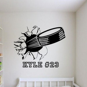 Hockey Puck Wall Burst Decal - Hockey Decal Custom - Kid Hockey Decal - Hockey Player Wall Decal - Hockey Decal - Hockey Kids Room - Hockey