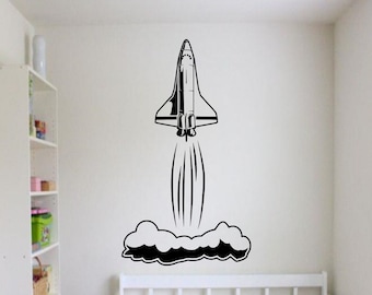 Nasa Spaceship Taking Off Decal  - Spaceship Wall Decal - Space Shuttle Decal - Space Shuttle Vinyl