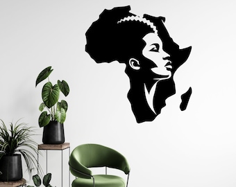 Africa Decal - Africa Sticker -Map Of Africa Wall Decal - Map of Africa with Woman Decal - Wall Decal Africa - Outline of Africa - Africa