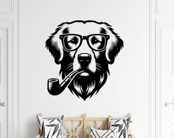 Fancy Golden Retriever Decal - Golden Retriever Wall Art - Golden Retriever Gift - Gift for Dog Owner