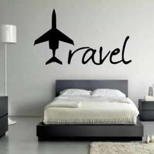 Travel Wall Decal - Travel with plane decal - Travel with Plane - Travel Decal - Travel Phone Decal - Travel Wall Art