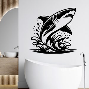 Shark Decal - Great White Shark Wall Art - Great White Decal - Shark Decor - Large Shark - Shark Wall Decal - Shark Kid Room