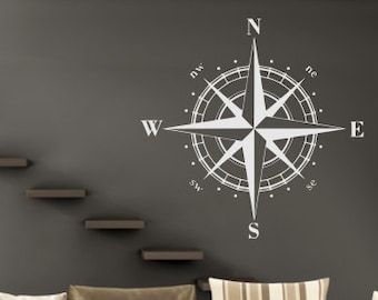 Compass Rose Wall Decal - Compass Rose - Compass Rose Decal - Compass Wall Decal - Compass ROse Wall Art - Popular Compass Rose Design