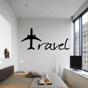 Travel Wall Decal - Travel with plane decal - Travel with Plane - Travel Decal