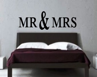 MR and MRS Wall Decal - Wedding Decal - Honeymoon Decal - Wedding Gift - Mr and Mrs Decal - Marriage Gift
