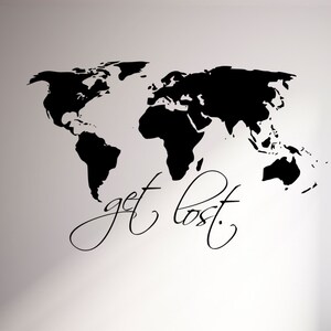 Get Lost Weltkarte - Wandtattoo - Wandkunst - Home Decor - Wohnzimmer - Schlafzimmer - Büro - Geschenkidee - Große Weltkarte - Weltkarten Aufkleber