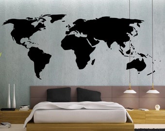 Large World Map Wall Decal - World Map Sticker - Large World Map Wall Decor - Map of the World Decal - Wanderlust Decal - Wall Decal